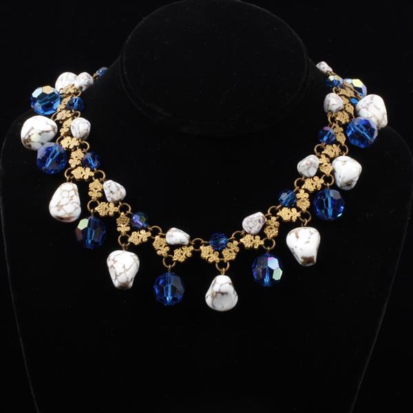 Appraisal: Unmarked French Poured Glass and Iridescent Crystal Designer Collar Necklace