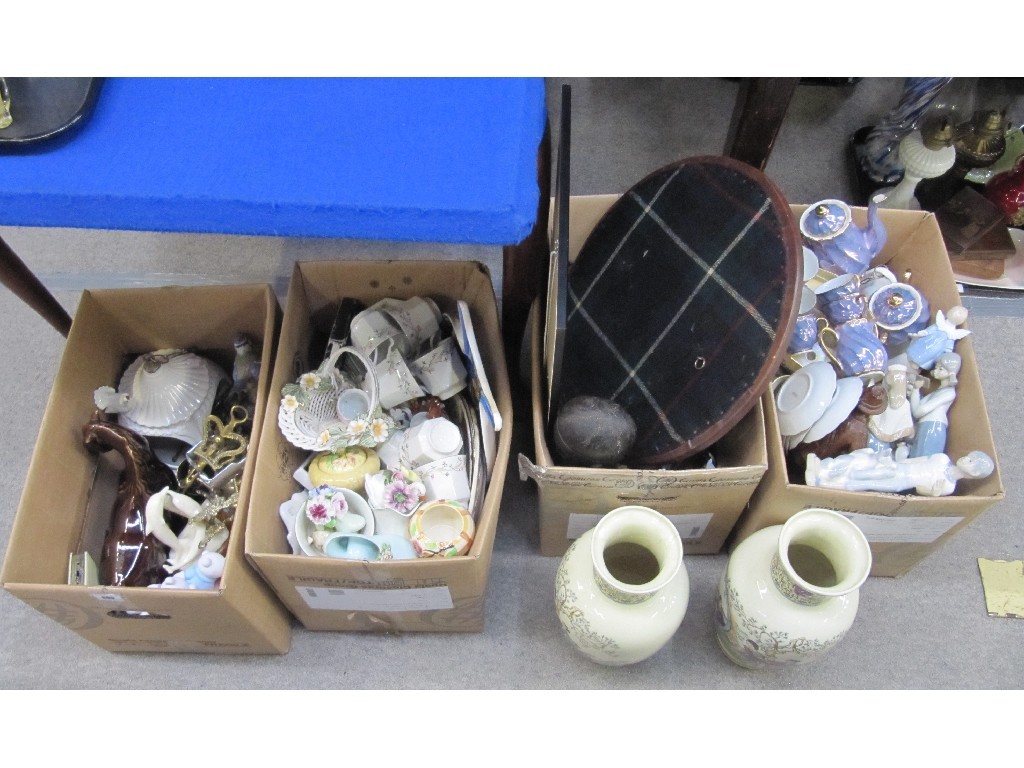 Appraisal: Four boxes of assorted ceramics glass and metalware including a