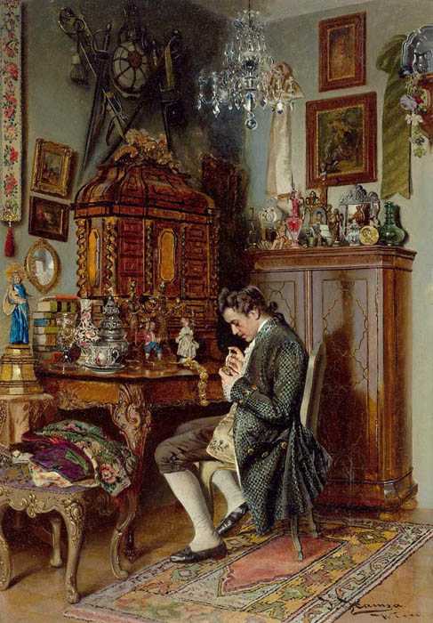 Appraisal: HAMZA JOHANN Teltsch - Vienna Interior with a young man