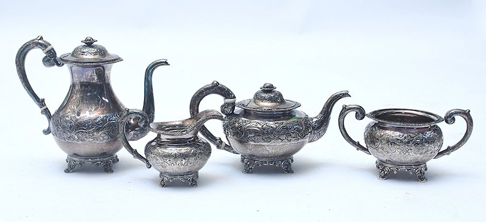 Appraisal: Chinese Export four-piece sterling tea set made by Yashing Chinese