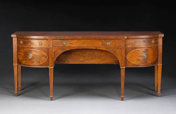 Appraisal: A George III inlaid mahogany sideboard last quarter th century