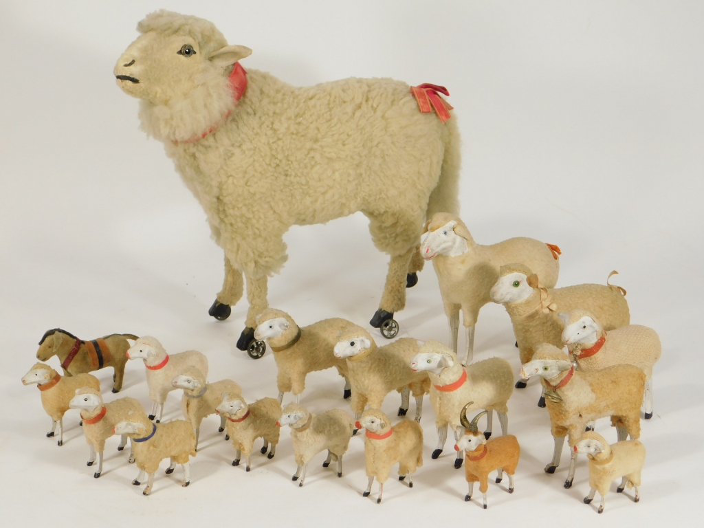 Appraisal: PC GERMAN CHILDREN'S SHEEP DOLL TOY GROUP Germany Early th