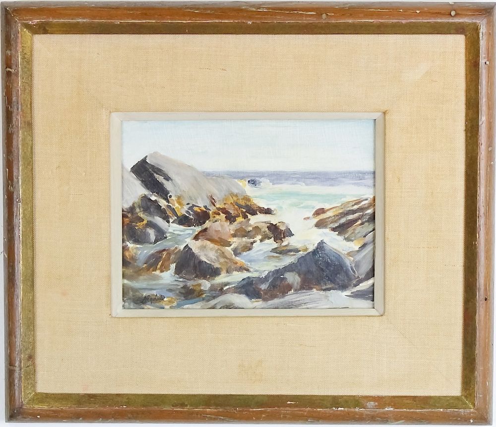 Appraisal: Robert Angeloch b Seaside Landscape Painting Guaranteed Authentic Robert Angeloch