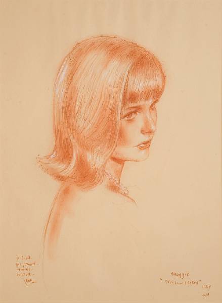 Appraisal: A Jean Negulesco drawing of actress Carol Lynley from The