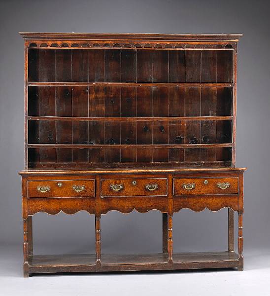 Appraisal: A George III oak dresser th century The outset stepped