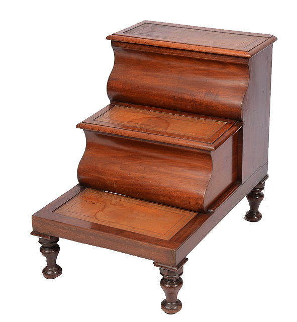 Appraisal: A SET OF VICTORIAN MAHOGANY COMMODE BED STEPS with tooled