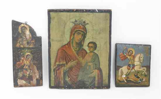 Appraisal: A Collection of Three Eastern European Icons the first depicting