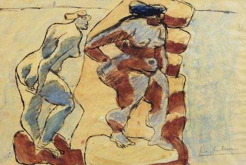 Appraisal: LE CORBUSIER La Chaux-de-Fonds - Roquebrune-Cap-Martin Two nudes Watercolour and