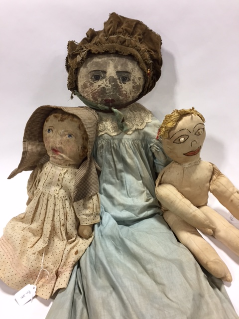 Appraisal: THREE LARGER DOLLS th - early th century Largest has