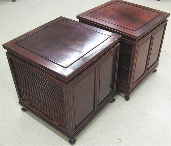 Appraisal: THREE ARTICLES OF CHINESE ROSEWOOD FURNITURE pair bedside stands and