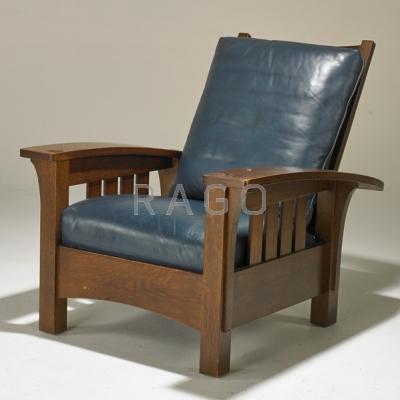 Appraisal: STICKLEY E J AUDI Contemporary bow-arm Morris chair USA s