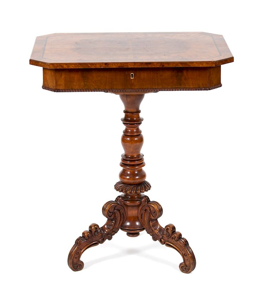 Appraisal: A German Marquetry Walnut Tripod Table A German Marquetry Walnut