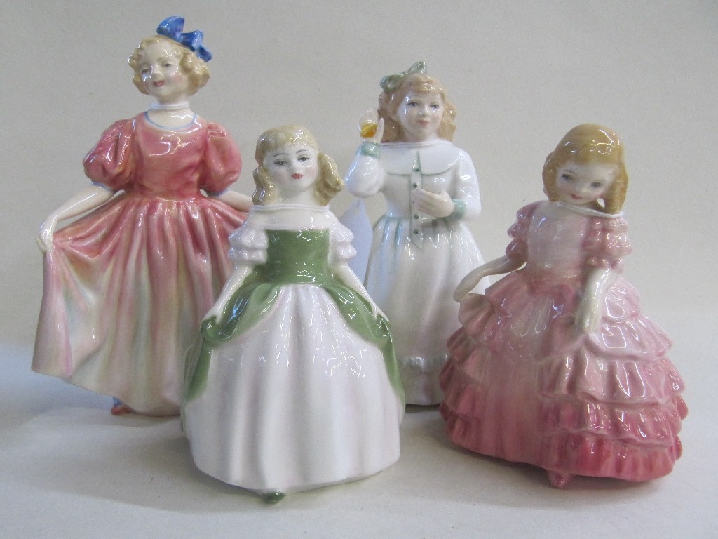 Appraisal: Four Royal Doulton figures to include 'Sweeting' HN 'Hello Daddy'