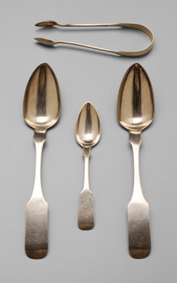 Appraisal: Southern Coin Silver Flatware Charleston th century four pieces Peter