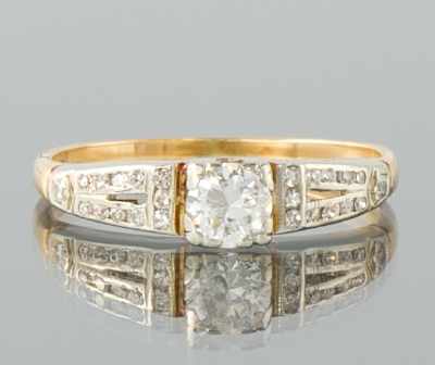 Appraisal: A Ladies' Retro Diamond Engagement Ring k yellow gold shank