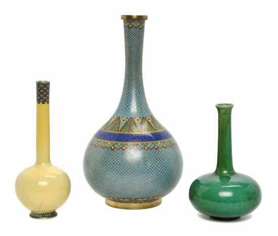 Appraisal: A Group of Three Chinese Vases depicting a bottle form