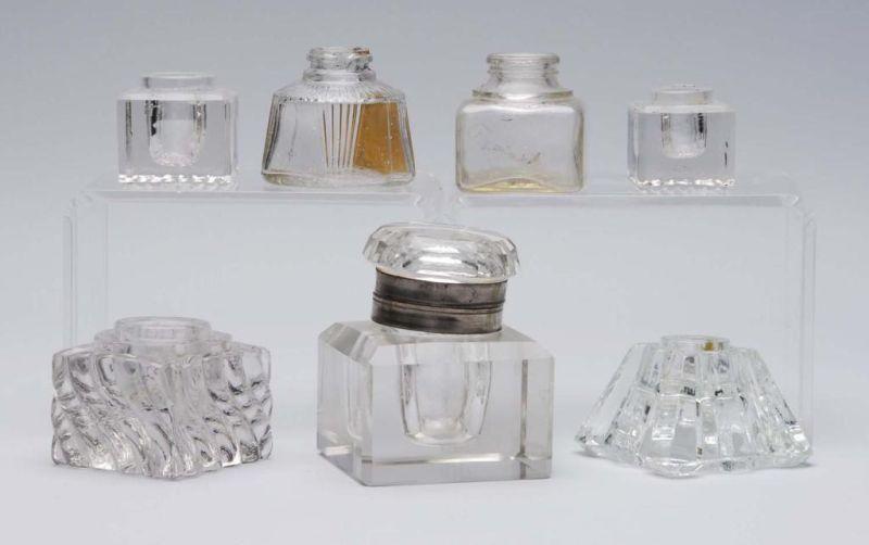 Appraisal: Lot of Lead Crystal Inkwells Description One inkwell includes a