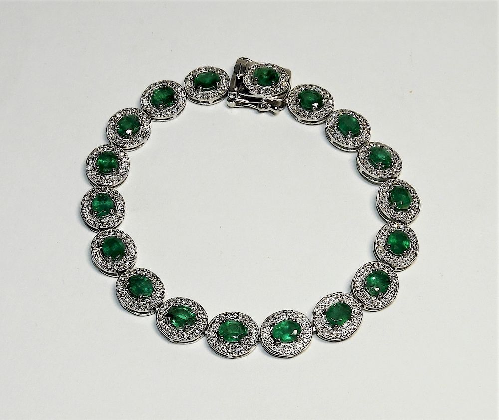 Appraisal: Fine Lady's Emerald Diamond Platinum Bracelet Orianne Collins Jewellery United