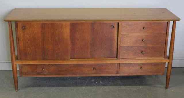 Appraisal: John Stewart Midcentury Server with Sliding Doorsand Drawers From a