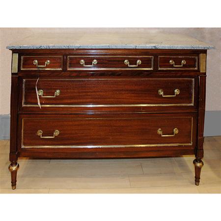 Appraisal: Louis XVI Style Marble Top Mahogany Commode Estimate -