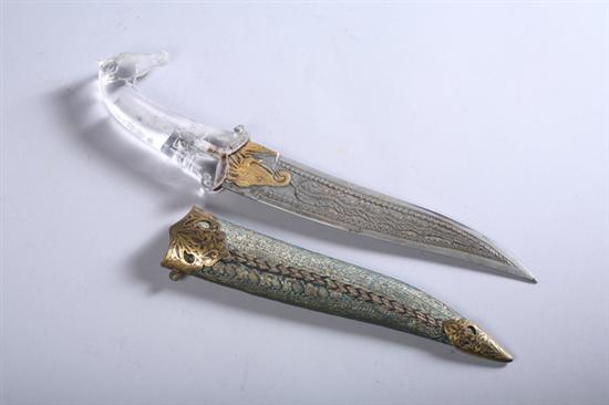 Appraisal: INDIAN MUGHAL-STYLE ROCK CRYSTAL DAGGER - in