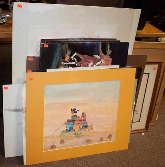 Appraisal: assorted paintings and prints all dealing with native American subjects