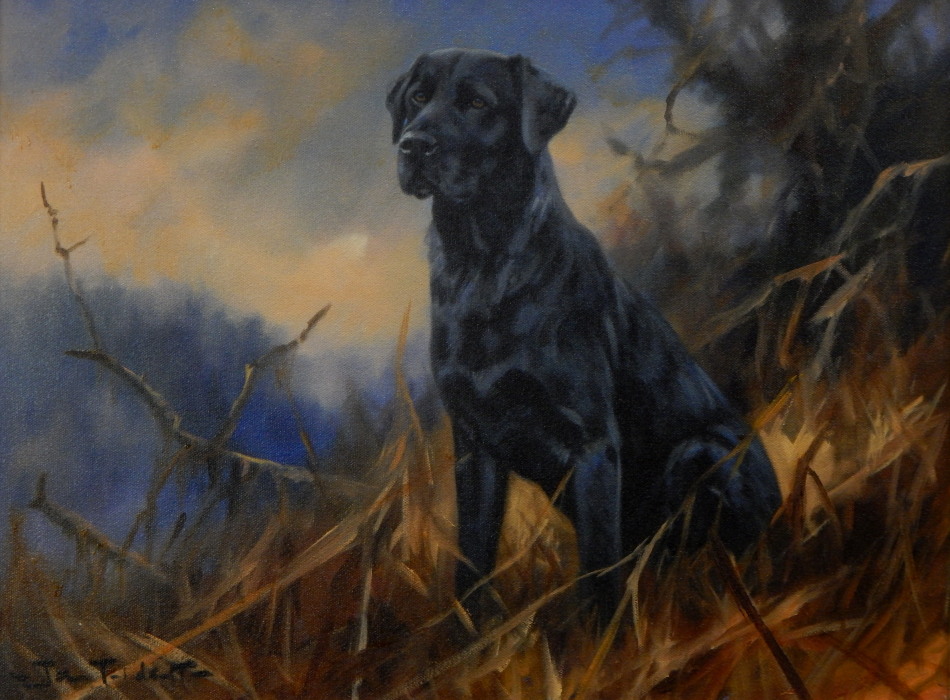 Appraisal: John Trickett b Black Labrador oil on canvas signed cm