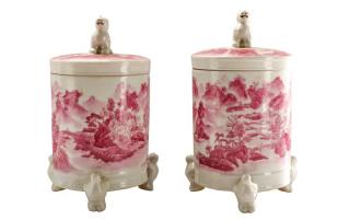 Appraisal: Pair Chinese Export Porcelain Potiche Covered Jars Chinese Qianlong mark