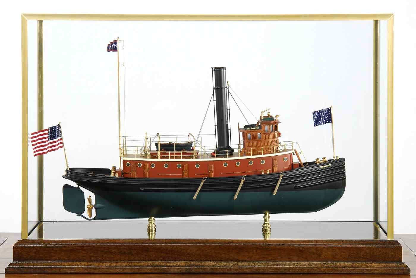 Appraisal: CASED MODEL OF THE TUGBOAT BROOKLYNMounted in a mahogany and