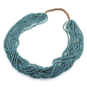 Appraisal: Kewa Multi-strand Rolled Turquoise and Heishi Necklace late th century