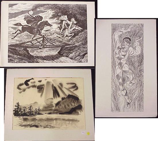 Appraisal: Steven R Kidd American - two pen and ink illustrations