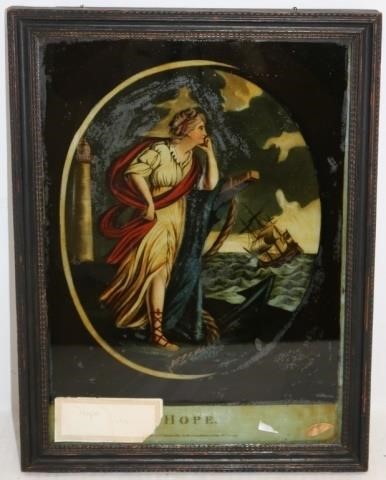 Appraisal: REVERSE PAINTING ON GLASS TITLED HOPE DATEDNOVEMBER LEATHER LANE HOLBORN