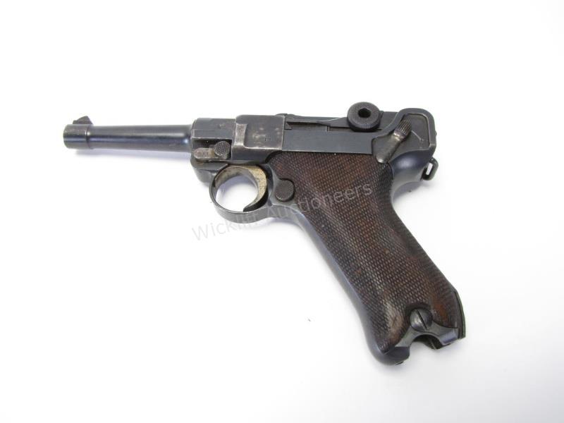 Appraisal: DWM Military Dated Luger-Round barrel Chambered in mm Chamber dated