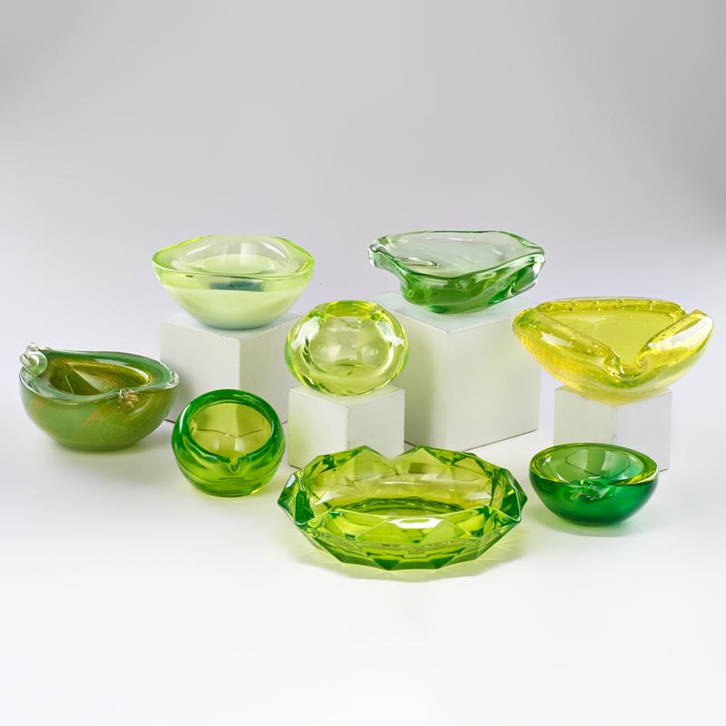 Appraisal: VASELINE GLASS Six pieces together with two Murano dishes with