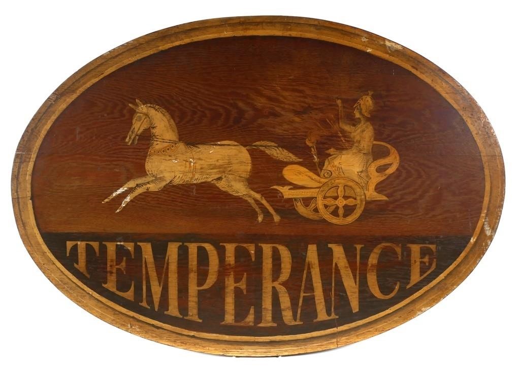 Appraisal: VINTAGE WOODEN TEMPERANCE SIGN PAINTEDHand painted temperance movement sign similar