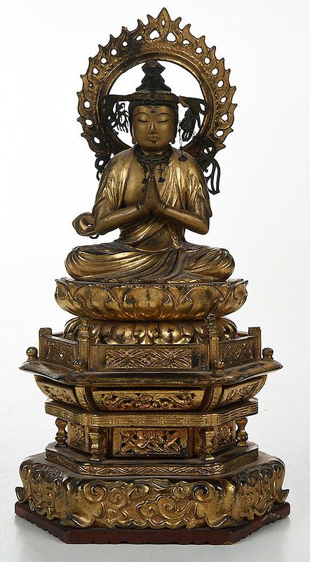 Appraisal: Japanese Carved Giltwood Bodhisattva late th th century possibly depicting