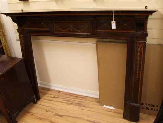 Appraisal: An Edwardian satinwood inlaid mahogany fire surround decorated with harebell