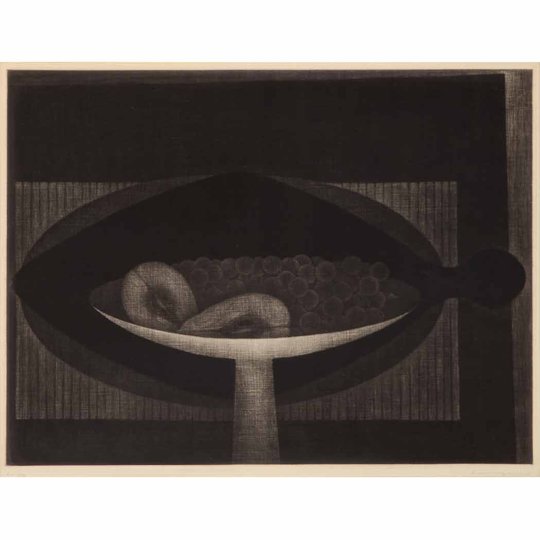 Appraisal: Yozo Hamaguchi - FISH AND FRUITS M GALLERY Mezzotint signed