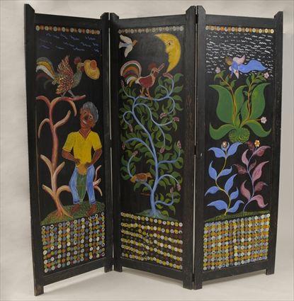 Appraisal: Adam Leontus - Three-Panel Folding Screen Signed x in