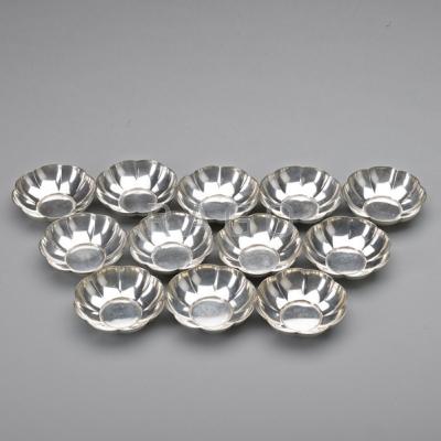 Appraisal: TWELVE GORHAM SILVER MINT NUT DISHES ca Smooth lobed bowls