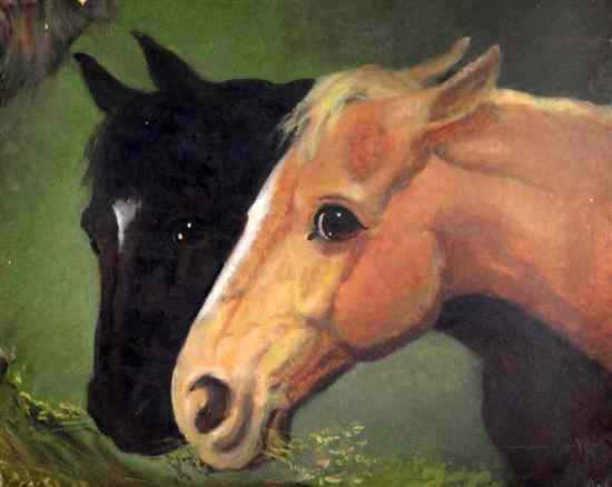 Appraisal: After Alfred Wheeler oil on board Study of two horses