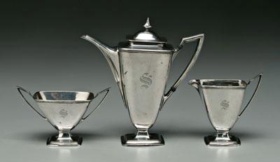 Appraisal: Three-piece sterling coffee service Towle rounded rectangular shapes with tapering