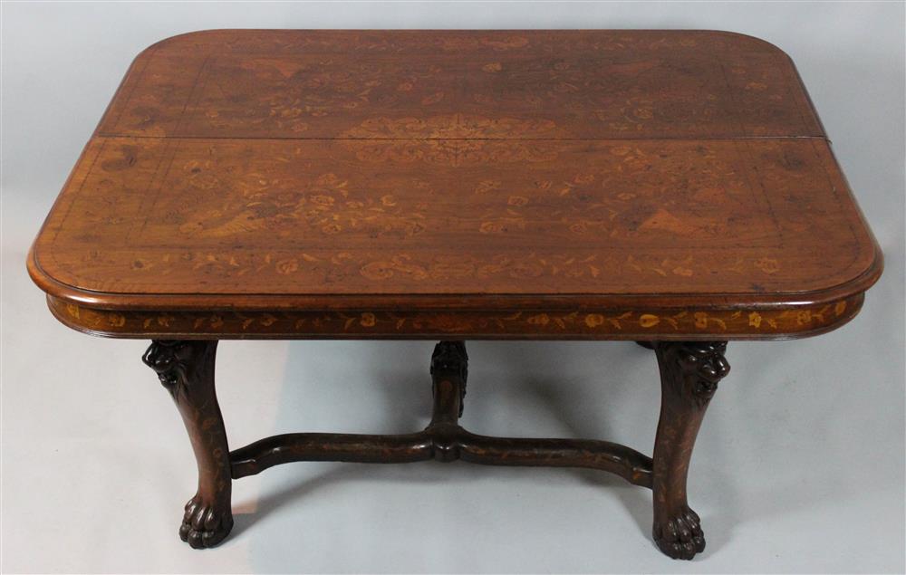 Appraisal: DUTCH ROCOCO REVIVAL MARQUETRY AND MAHOGANY DINING TABLE h w