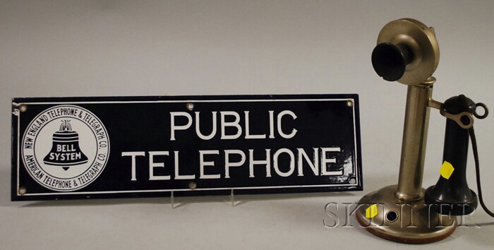 Appraisal: Bell System Enameled-metal Telephone Sign and Northern Electric Co Nickel