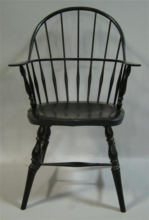 Appraisal: THE BARTLEY COLLECTION BLACK PAINTED WINDSOR the arched crest rail