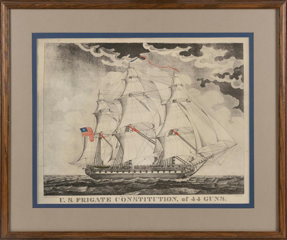 Appraisal: REPRODUCTION LITHOGRAPH OF ABEL BOWEN'S U S FRIGATE CONSTITUTION OF