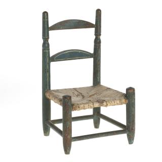 Appraisal: Nice American blue painted miniature chair Nice American blue painted