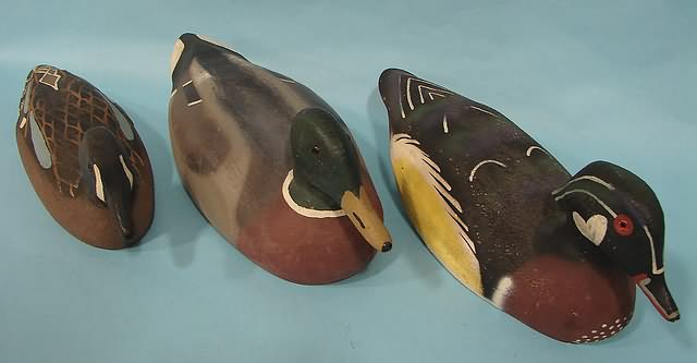 Appraisal: Group of Herters wood decoys - Mallard Wood Duck blue