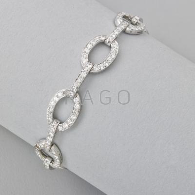 Appraisal: ART DECO DIAMOND PLATINUM BRACELET Oval conforming milgrained links set