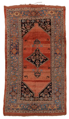 Appraisal: Bijar Rug Persian th century stepped central medallion with quadrupeds